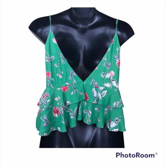 NWOT LINE + DOT Floral Print Flowy Tiered Strappy Top Sz S - Picture 2 of 5